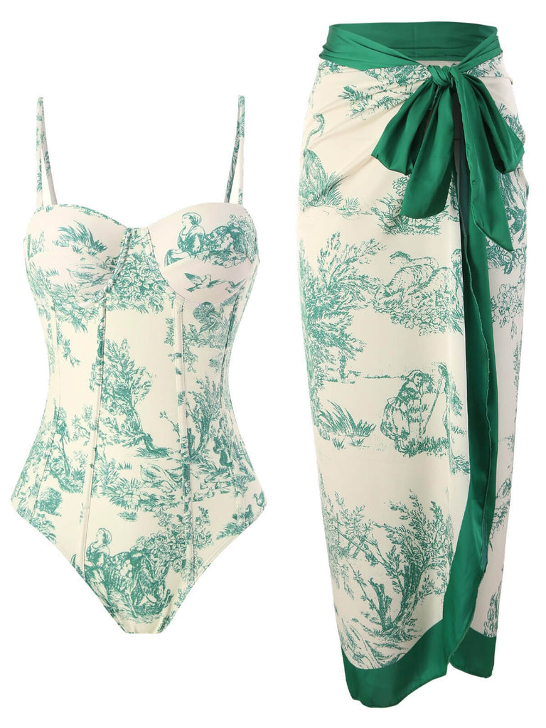 Costumi intero e copricostume vintage stampa floreale anni '60