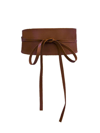 Cintura-larga-Marrone-con-fiocco-in-pelle-PU-vintage