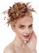 Copricapo-da-sposa-marrone-con-piume-e-fiori-in-rete