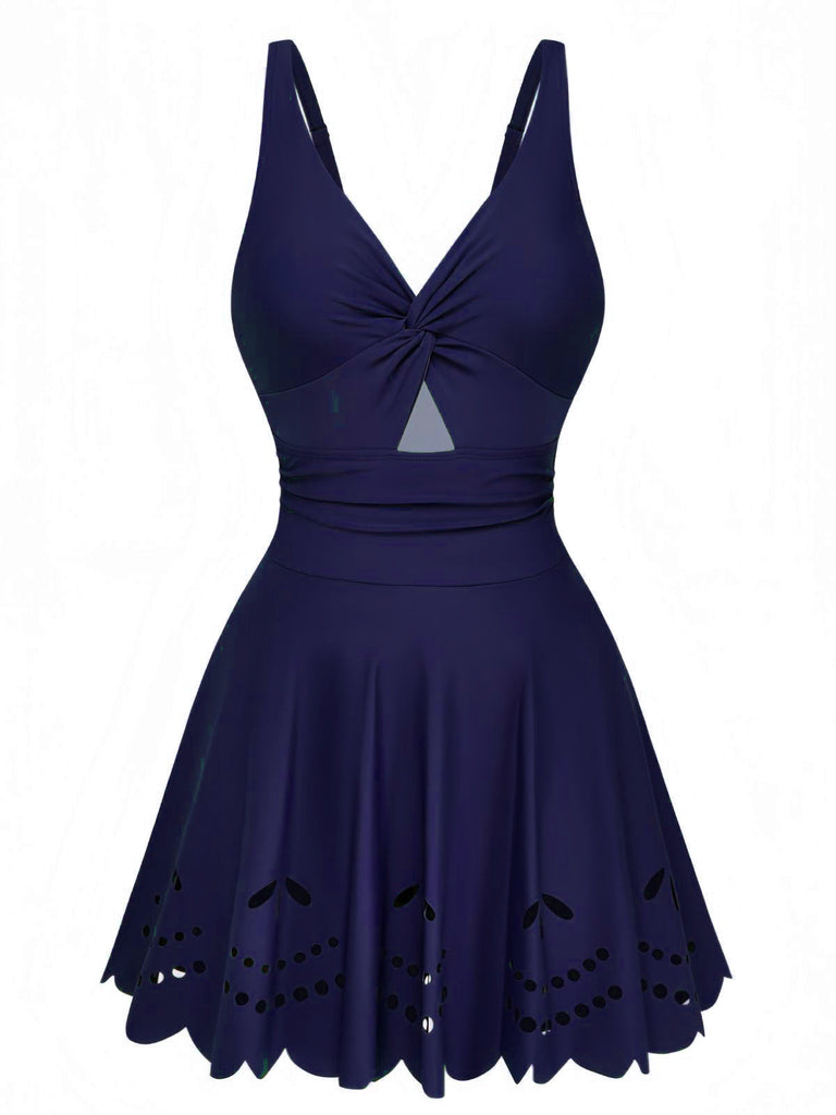 Costumi-Intero-blu-Anni_30-con-Gonna-Tinta-Unita_-intrecciato