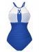 Costumi-intero-blu-anni '40-in-pizzo-con-scollo-all'americana