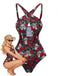 Costumi -intero-nero-anni '50-e-stampa-scheletro-rosa