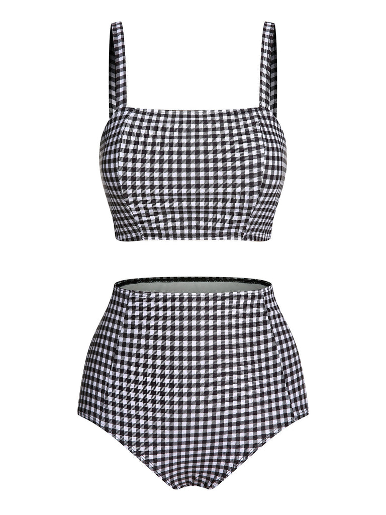 Costumi plaid spalline sottili bianco e nero anni '40