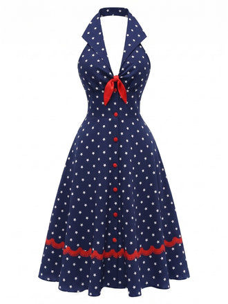 [Prevendita] Abito Senza Maniche a Pois Blu Scuro Anni '50