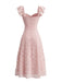 [Pre-Vendita] Abito a Collo Cuore in Pizzo Jacquard con Maniche a Volant Rosa Anni '50 3
