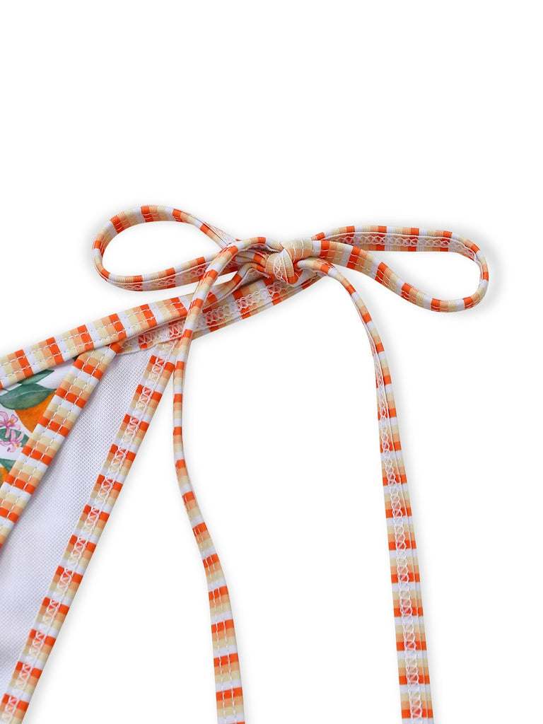 [Prevendita] Set Tankini Arancione Anni '50 con Limoni e scollo all'americana