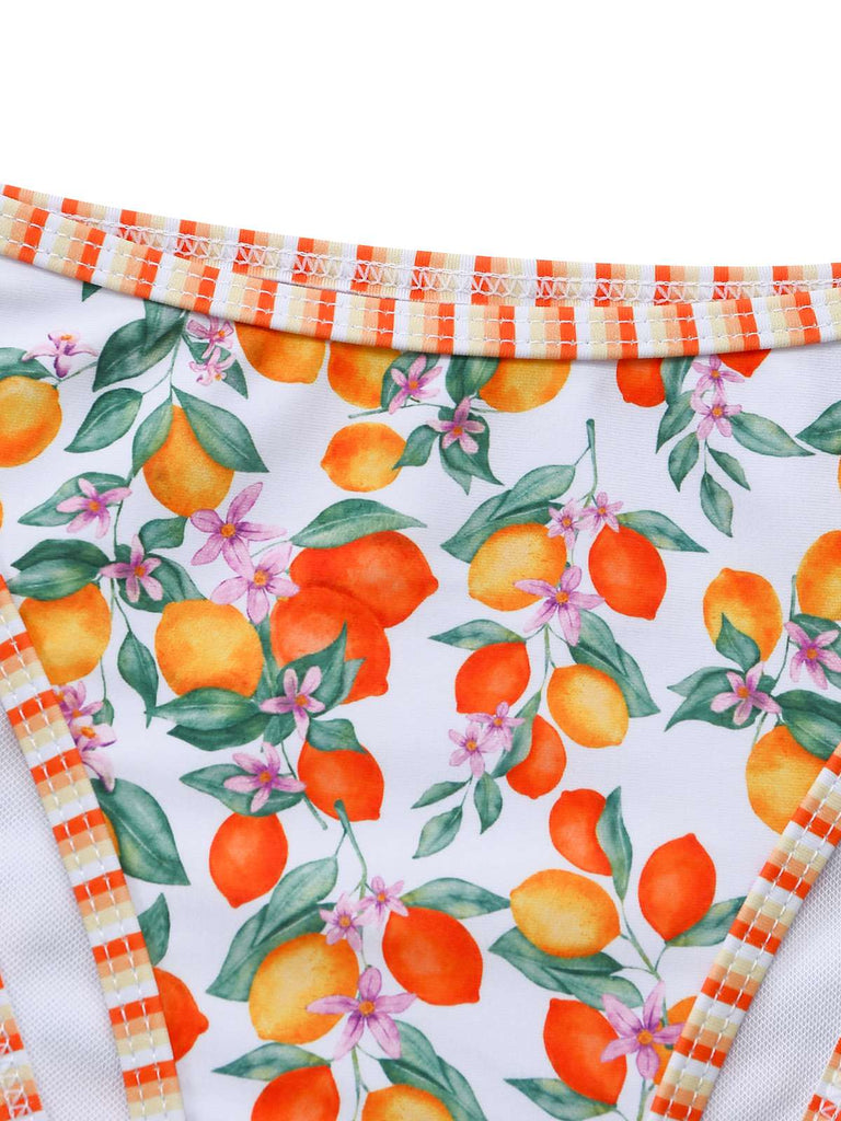 [Prevendita] Set Tankini Arancione Anni '50 con Limoni e scollo all'americana