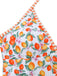[Prevendita] Set Tankini Arancione Anni '50 con Limoni e scollo all'americana