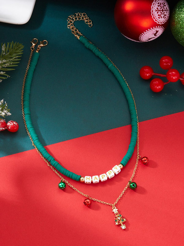 Collana natalizia con campanelle di perline a strati