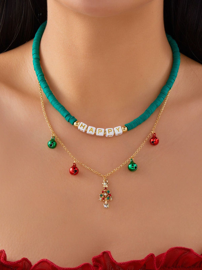 Collana natalizia con campanelle di perline a strati