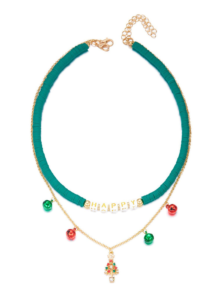 Collana natalizia con campanelle di perline a strati