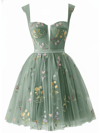 [Prevendita] Mini abito in pizzo floreale ricamato verde anni '70