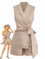 Gilet e Pantaloncini Beige Anni '60 Tinta Unita