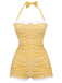 [Pre-Vendita] Costume Intero Arancione a Quadretti Halter con Fiocco Anni '50 15