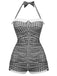Gingham 1950s Halter Bowknot One-piece Swimsuit, classic vintage style summer beach collection - Image 15