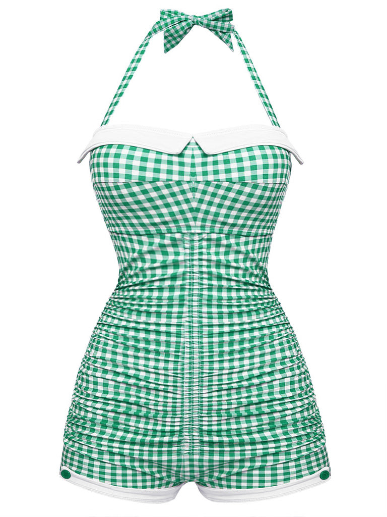 [Pre-Vendita] Costume Intero Arancione a Quadretti Halter con Fiocco Anni '50 19