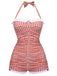 [Pre-Vendita] Costume Intero Arancione a Quadretti Halter con Fiocco Anni '50 4