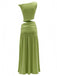 2PCS Anni '30 Top a Spalle Scoperte e Gonna Lunga Arricciata