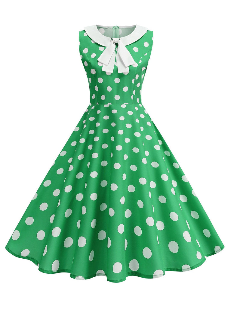 Abito a pois con colletto Peter Pan senza maniche  anni '50
