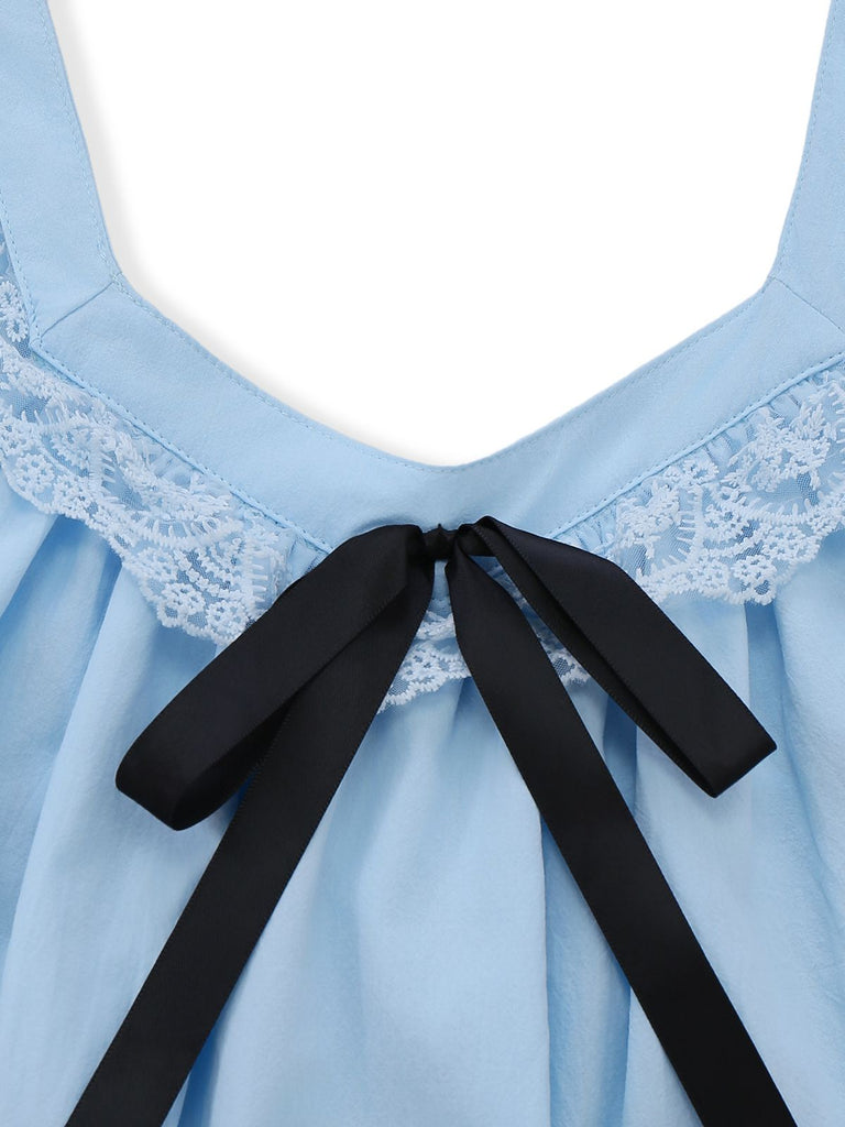[Prevendita] Abito babydoll in pizzo con fiocco sulla schiena anni '60