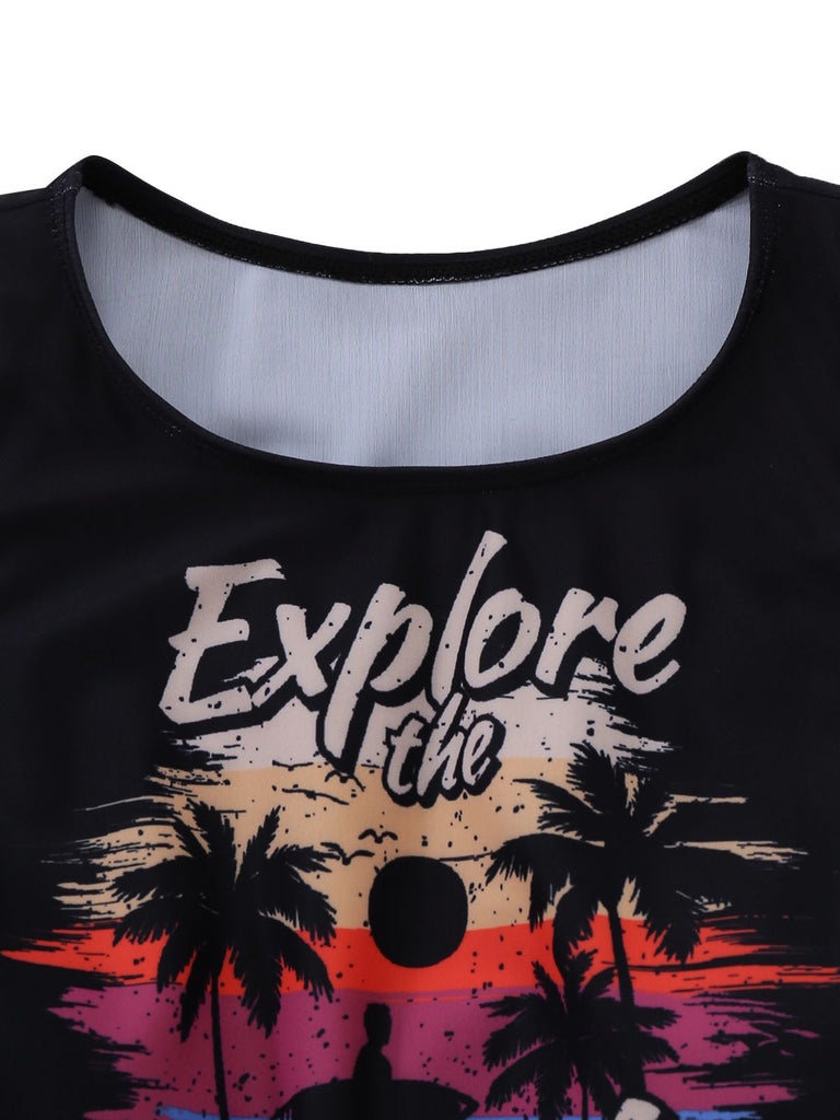 Tankini Explore The Beach nero anni '50