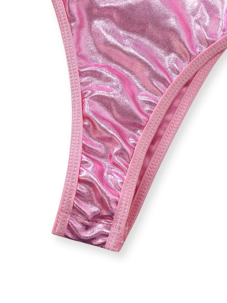 Completo intimo in pelle verniciata con lacci e reggiseno anni '80