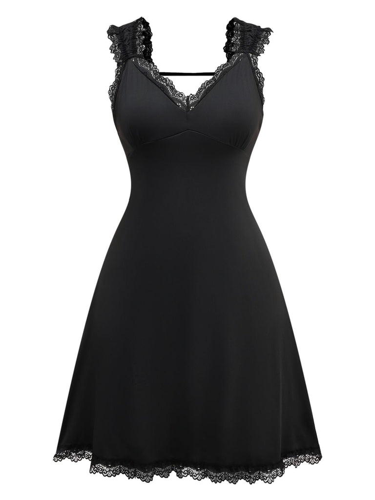 Camicia da notte a farfalla schiena scoperta nero anni '50
