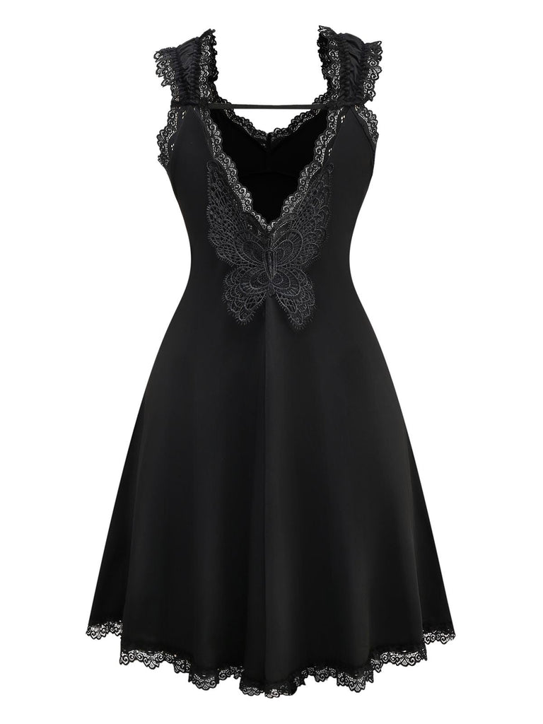 Camicia da notte a farfalla schiena scoperta nero anni '50