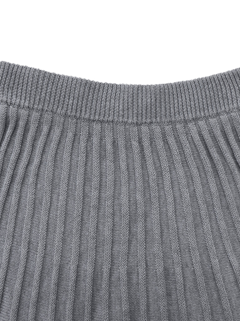 2PCS Maglione a collo alto a maglia e gonna plissettata anni '60