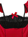 Camicia da notte con volant in pizzo a fiocco rosso anni '60