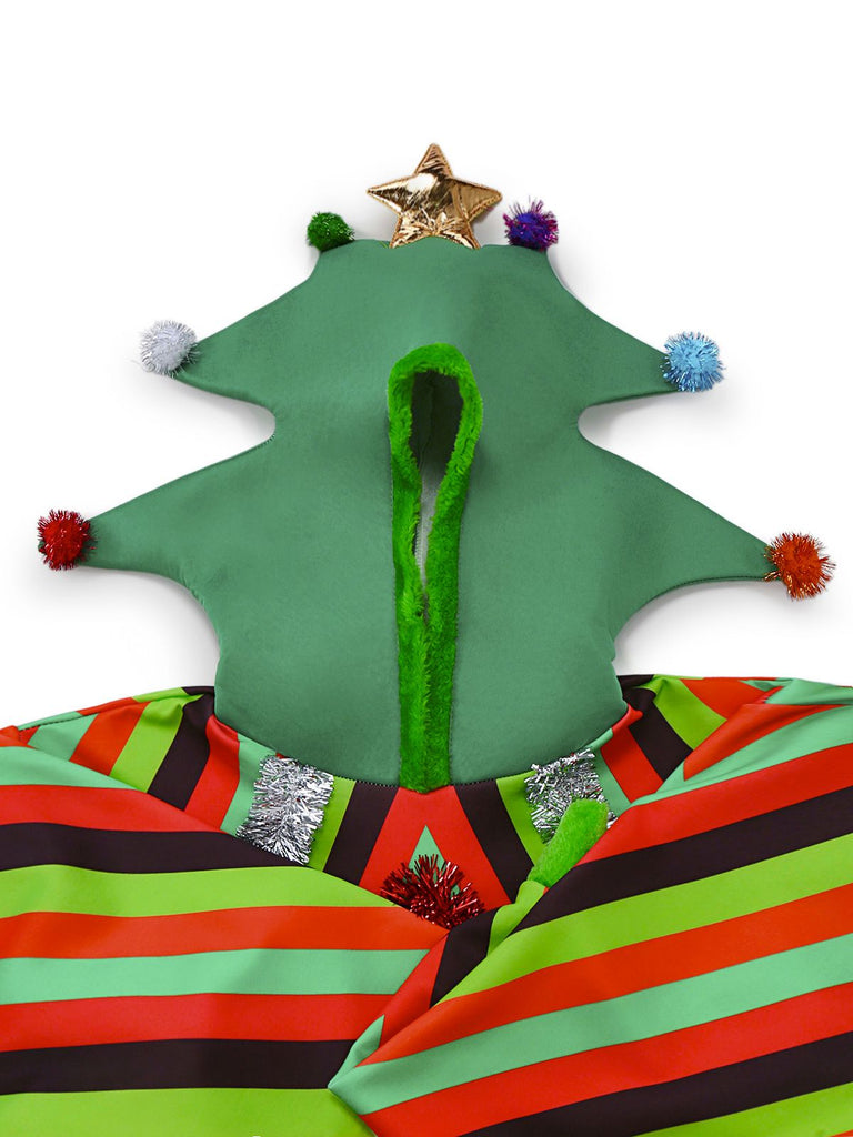 Felpa con cappuccio in 3D con albero di Natale colorato anni '70