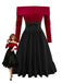 2PCS Maglione a maglia con spalle scoperte e gonna anni '50