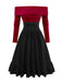 2PCS Maglione a maglia con spalle scoperte e gonna anni '50