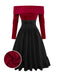2PCS Maglione a maglia con spalle scoperte e gonna anni '50