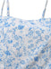 Abito a balze floreale con spalline sottili blu anni '70