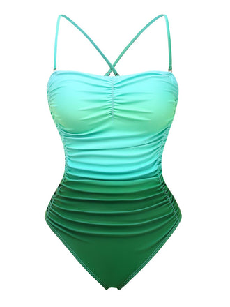 Costumi intero verde anni '30 arricciato sfumato
