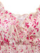 Abito floreale con scollo a V e maniche a sbuffo rosa anni '40