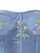 Abito con ricami floreali in rete a maniche lunghe blu anni '30