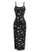 Abito midi con spacchi e stampa Halloween nero anni '50