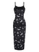 Abito midi con spacchi e stampa Halloween nero anni '50