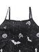 Abito midi con spacchi e stampa Halloween nero anni '50
