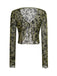 Cardigan con stampa botanica trasparente anni '80