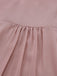 Camicetta in chiffon con volant e collo alto rosa anni '80