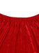 Top verde natalizio con scollo a V e gonna in pelliccia rossa anni '60
