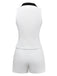 2PCS Top bianco senza maniche con revers e pantaloncini anni '60