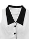 2PCS Top bianco senza maniche con revers e pantaloncini anni '60