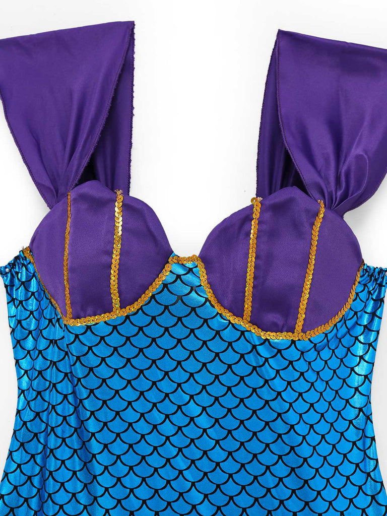 Abito aderente stile sirena con conchiglia Halloween anni '30