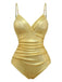 Costumi intero arricciato e copricostume oro anni '80