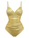 Costumi intero con spalline arricciate e perle oro anni '80