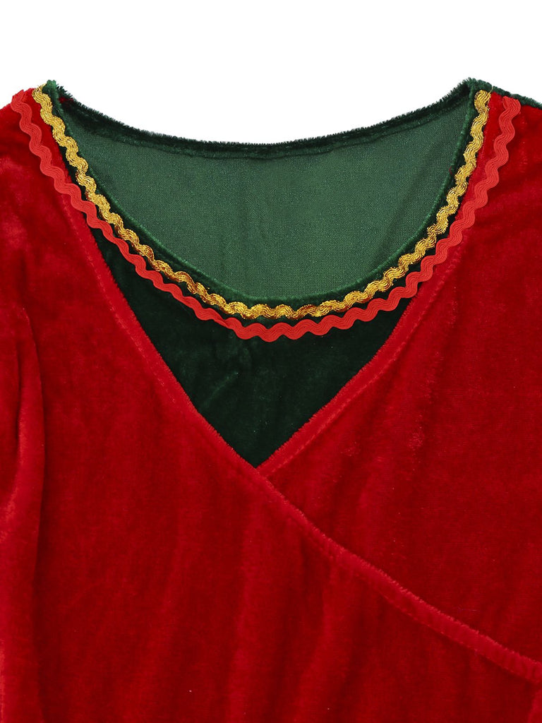 Completo con abito Jovie da elfo di Natale rosso anni '70